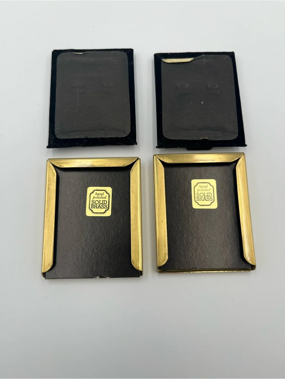 Two Vintage Solid Brass Picture Frames 2.5” Tall and 2” Wide